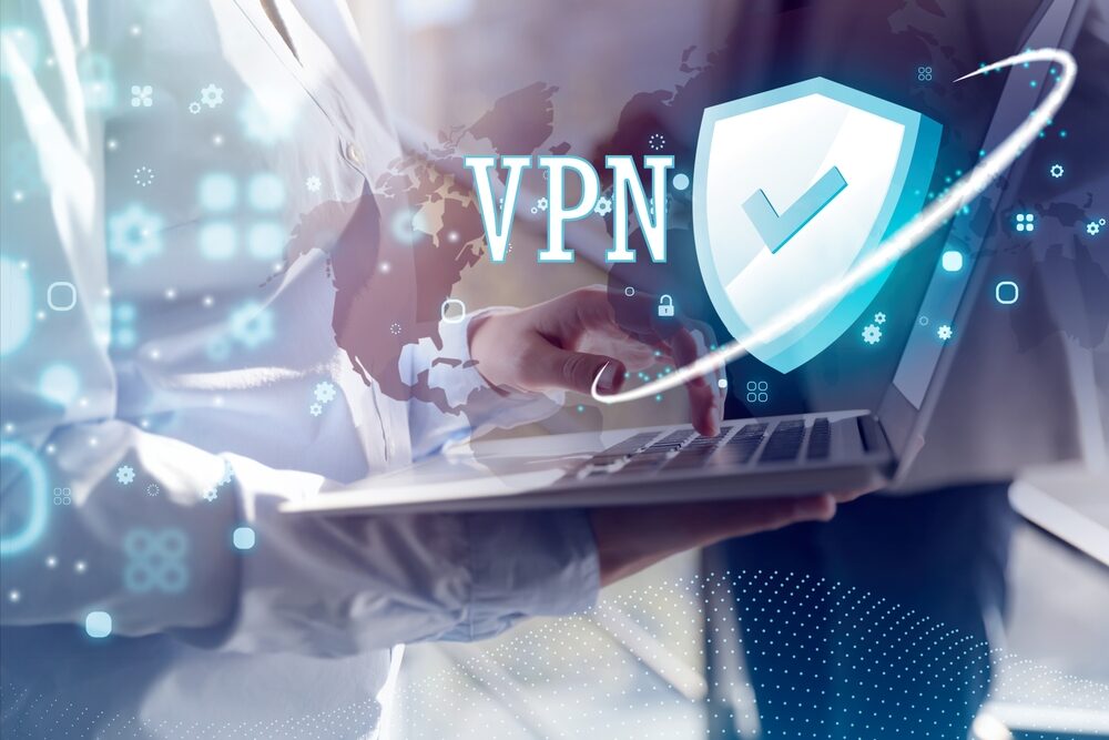 Immagine di ExpressVPN con logo e grafica di sicurezza